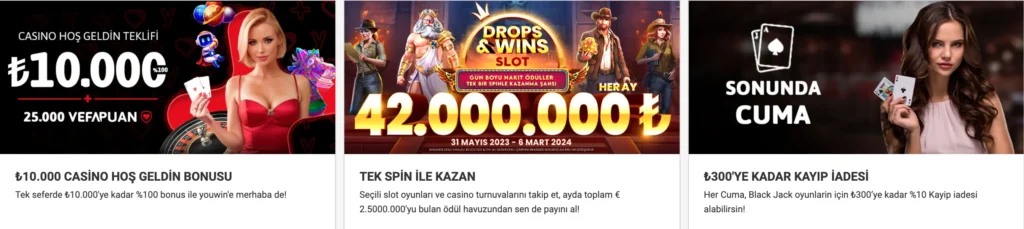 Youwin casino bonusları